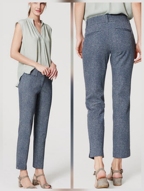LOFT Pants - Ann Taylor LOFT Blue White Flecked Riviera Cropped Pants Julie Fit EB4